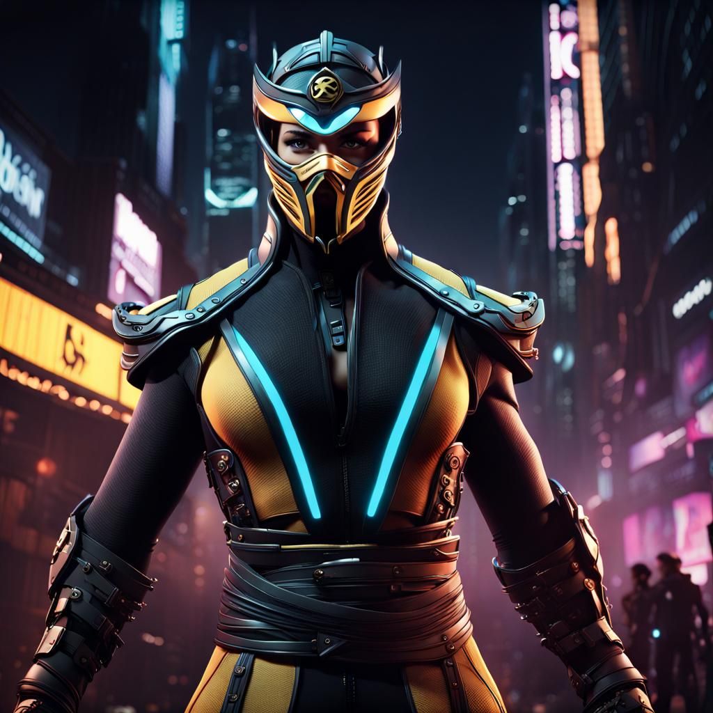 Cyberpunk Khameleon from Mortal Kombat in 8K