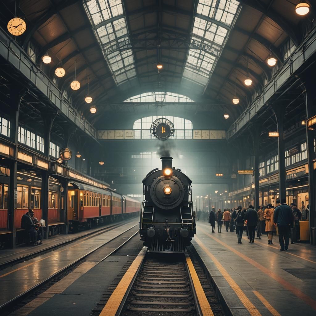 Dramatic Train Station in Cinematic Style