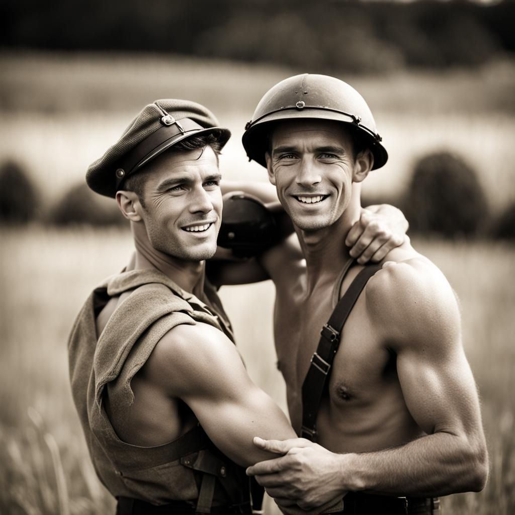 Vintage Black and White Photo: Soldiers in Normandy