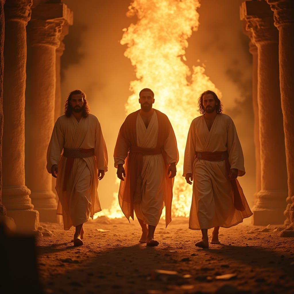 Biblical Heroes Walk Calmly Through Fiery Furnace in Hyper-R...