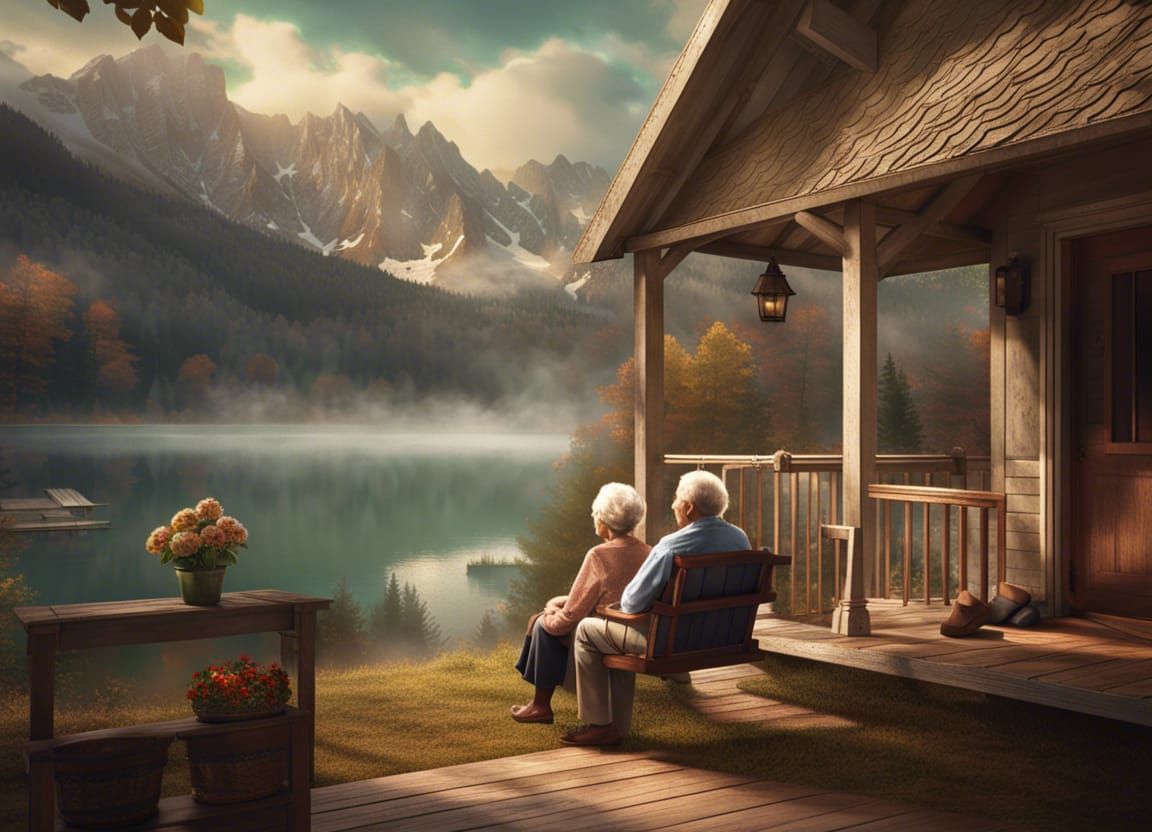 Peaceful Lake View from Farmhouse Porch