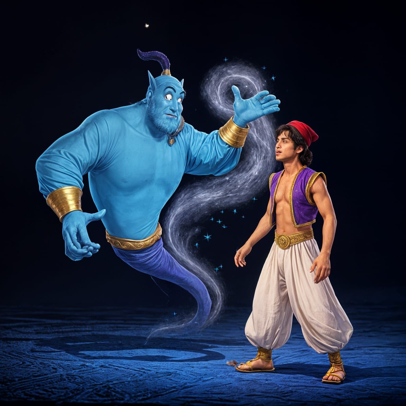 Aladdin's Genie Casting a Spell: Digital Fan Art