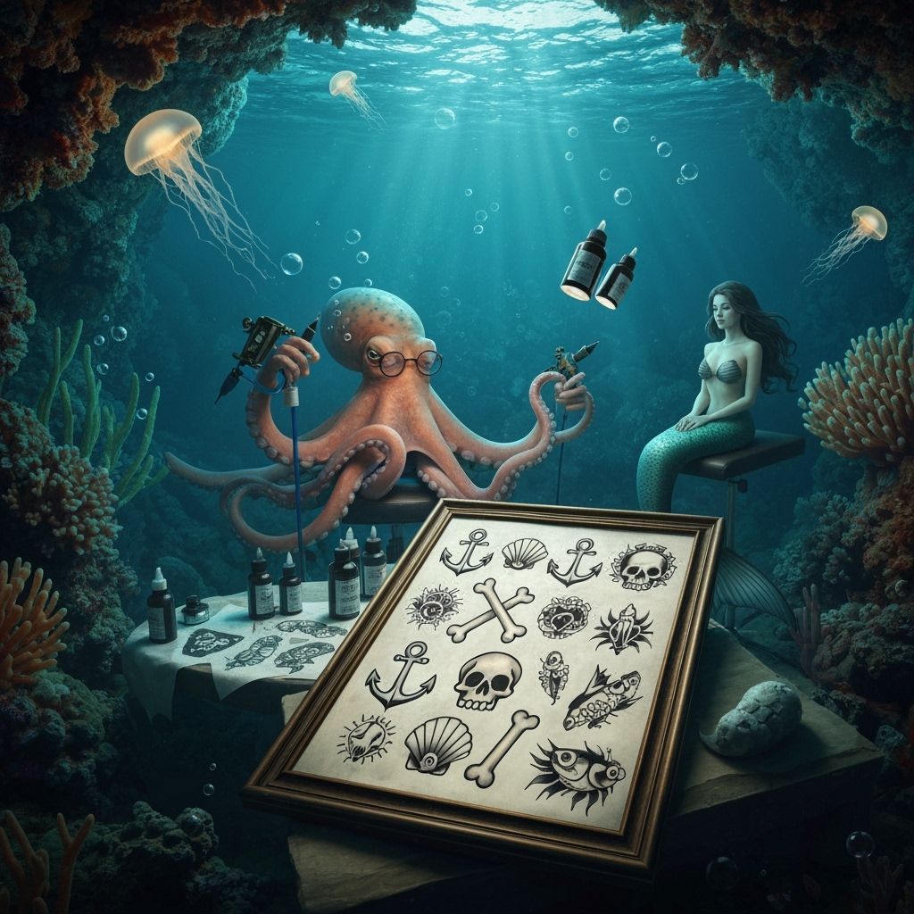 Underwater Tattoo Studio with Octopus Artist