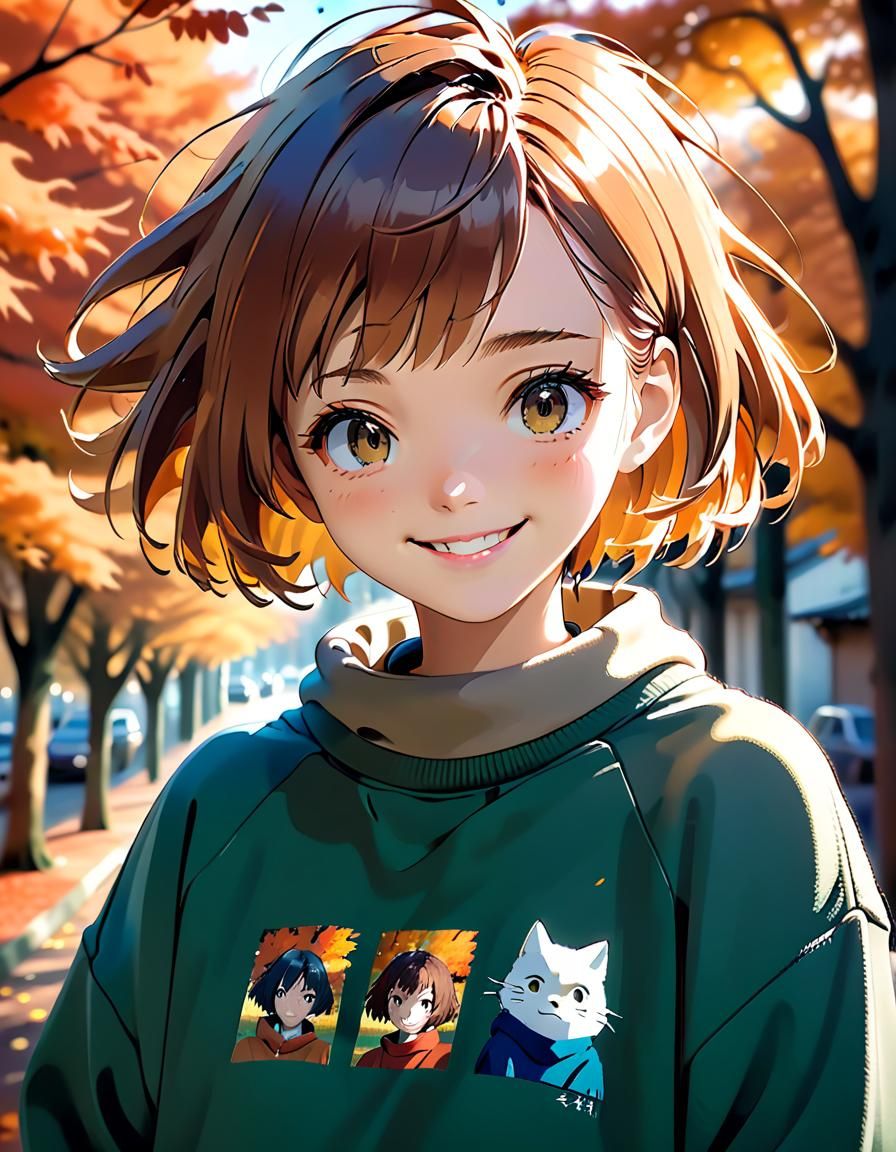 Autumn Girl Portrait in Studio Ghibli Anime Style