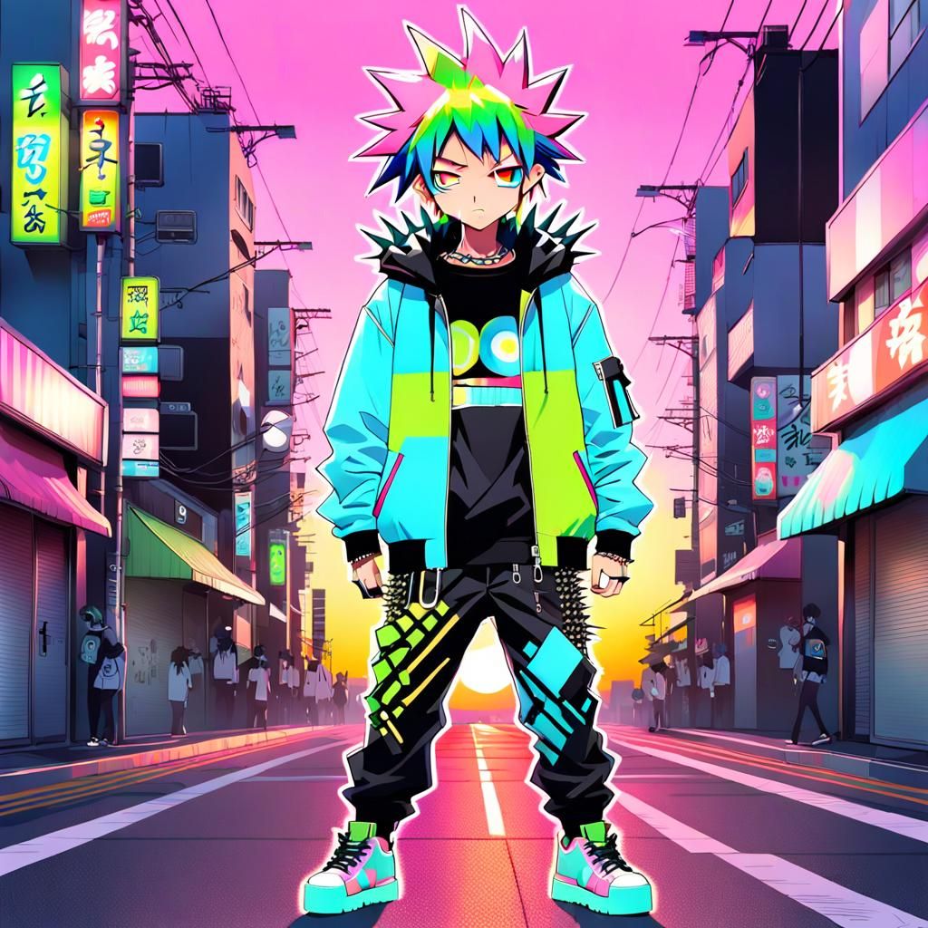 Edgy Boy in Harajuku Fashion, Anime Style
