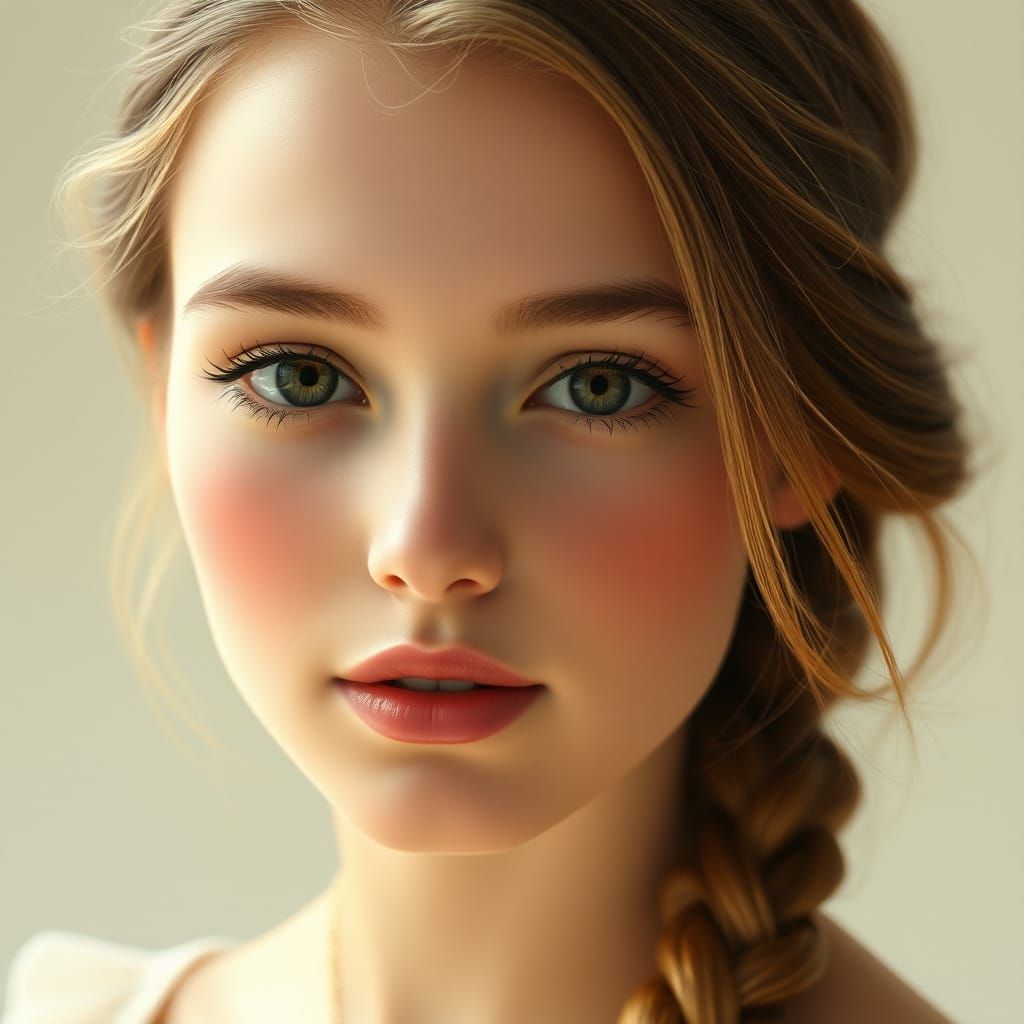 Hyper-Realistic Portrait of a Young Woman in Soft Focus