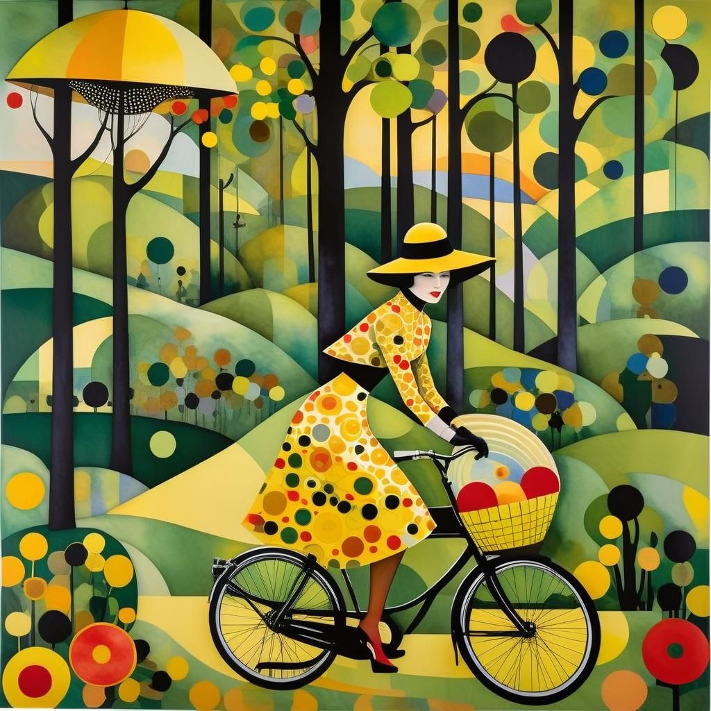 Enchanting Forest Ride: Watercolor and Ink Art