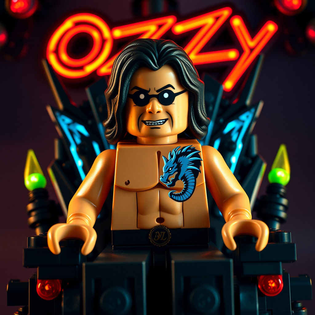 Ozzy Osbourne Lego Minifigure Portrait in 8K