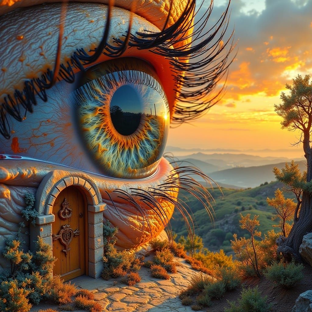 Surreal Eye Gazing at a Dreamlike Horizon