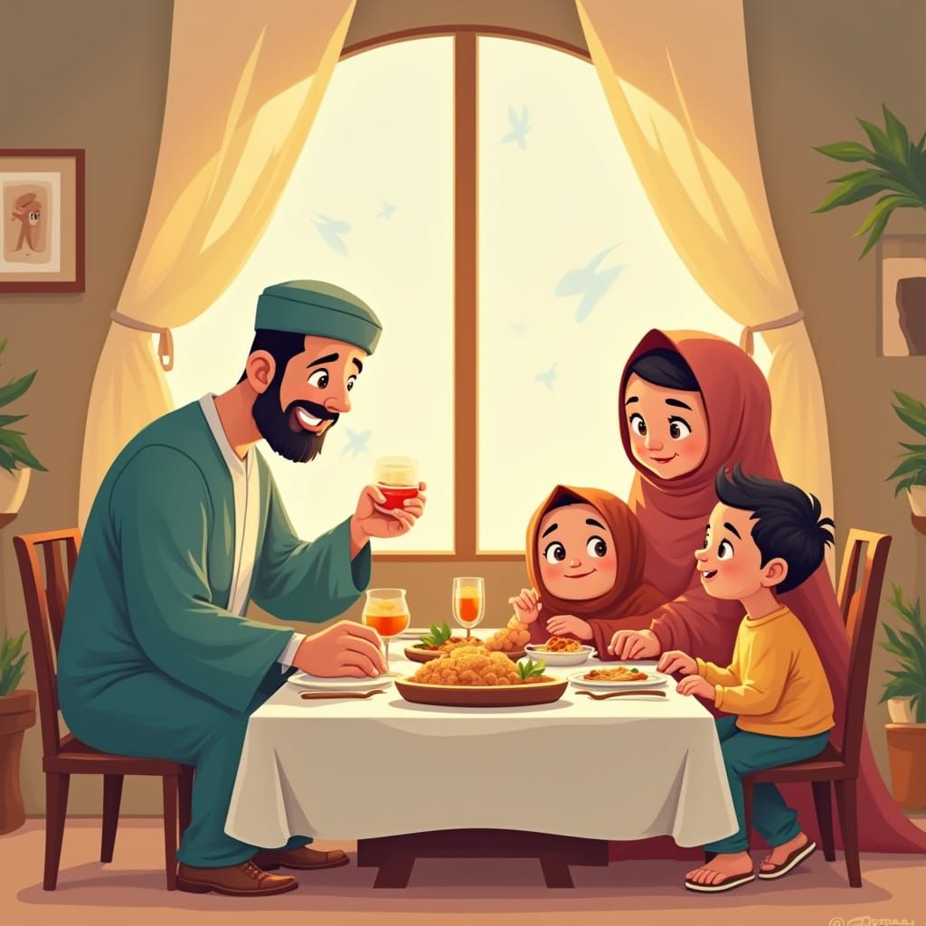 Muslim Family Celebrates Eid al-Adha in Vibrant Modern Home