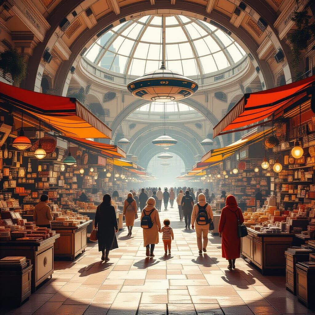 Mars Marketplace 2090: A Vintage Polaroid Vision