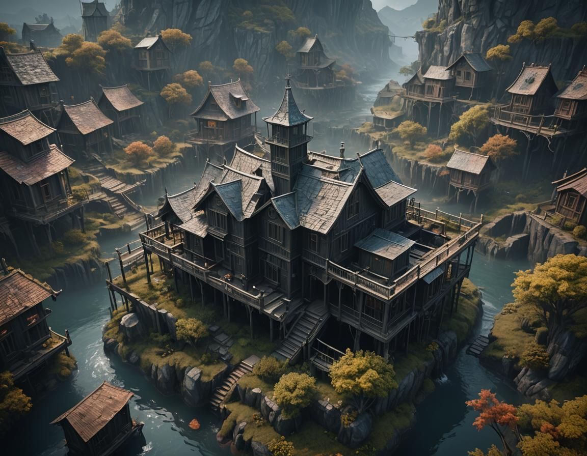 Dark Minimalist Trap House: Detailed Matte Painting