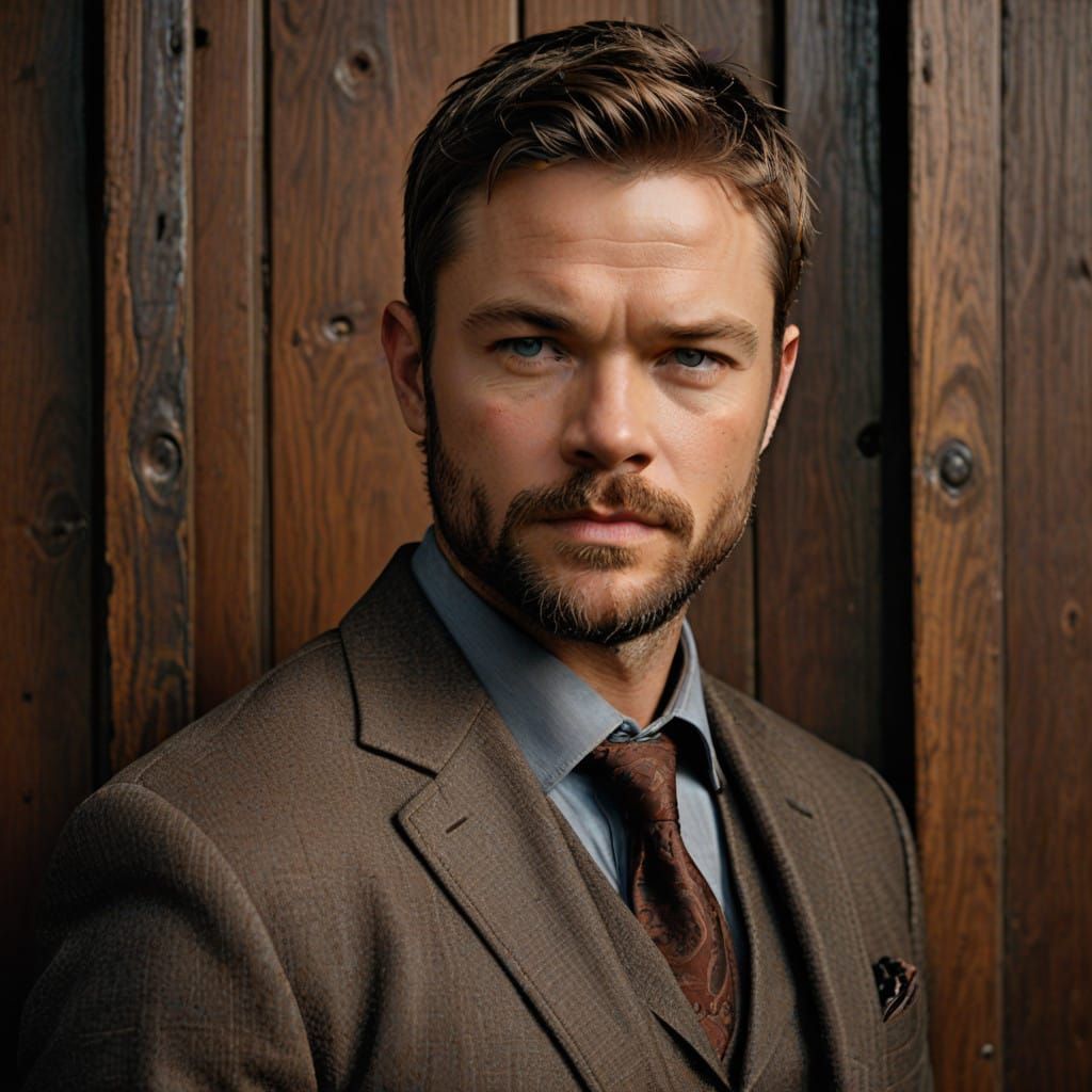 Confident Businessman in Dark Copper Suit