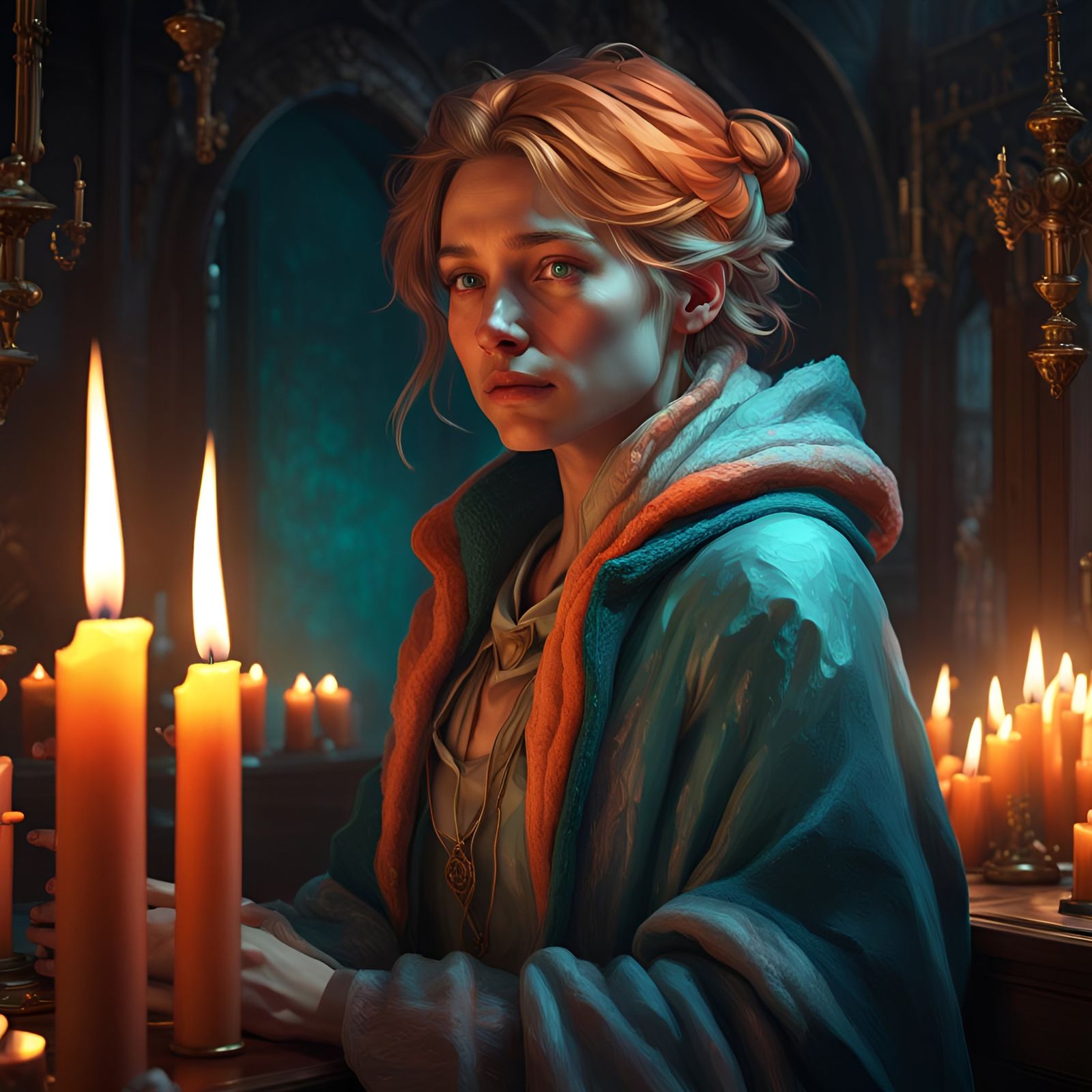 Girl in Candlelight: Hyperdetailed Concept Art