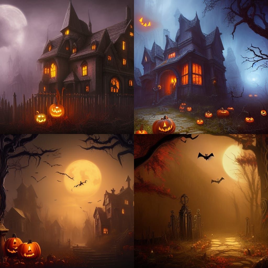 Fantastical Spirit of Halloween in Detailed Matte Painting