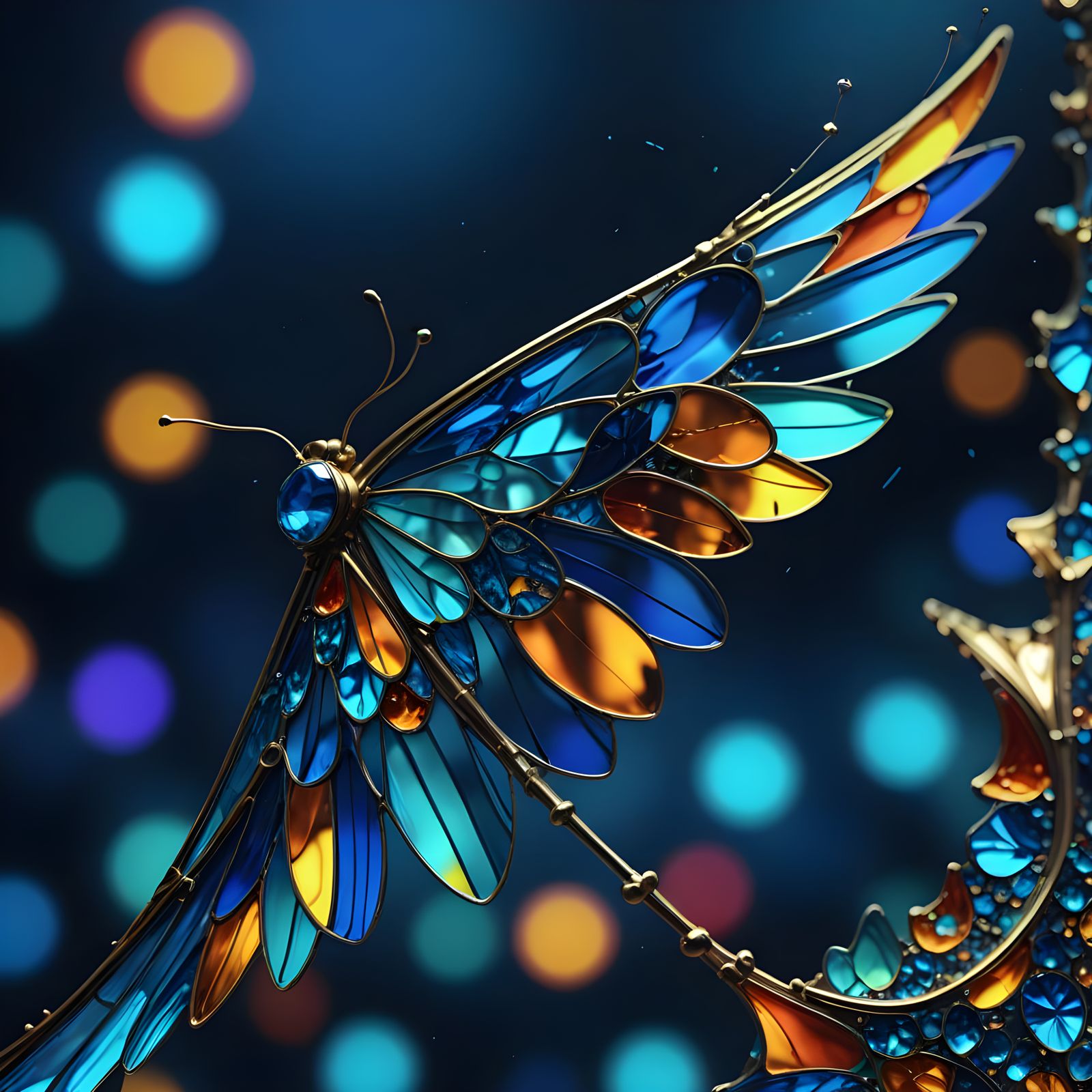 Surreal Metal and Glass Mayfly in Dali Style