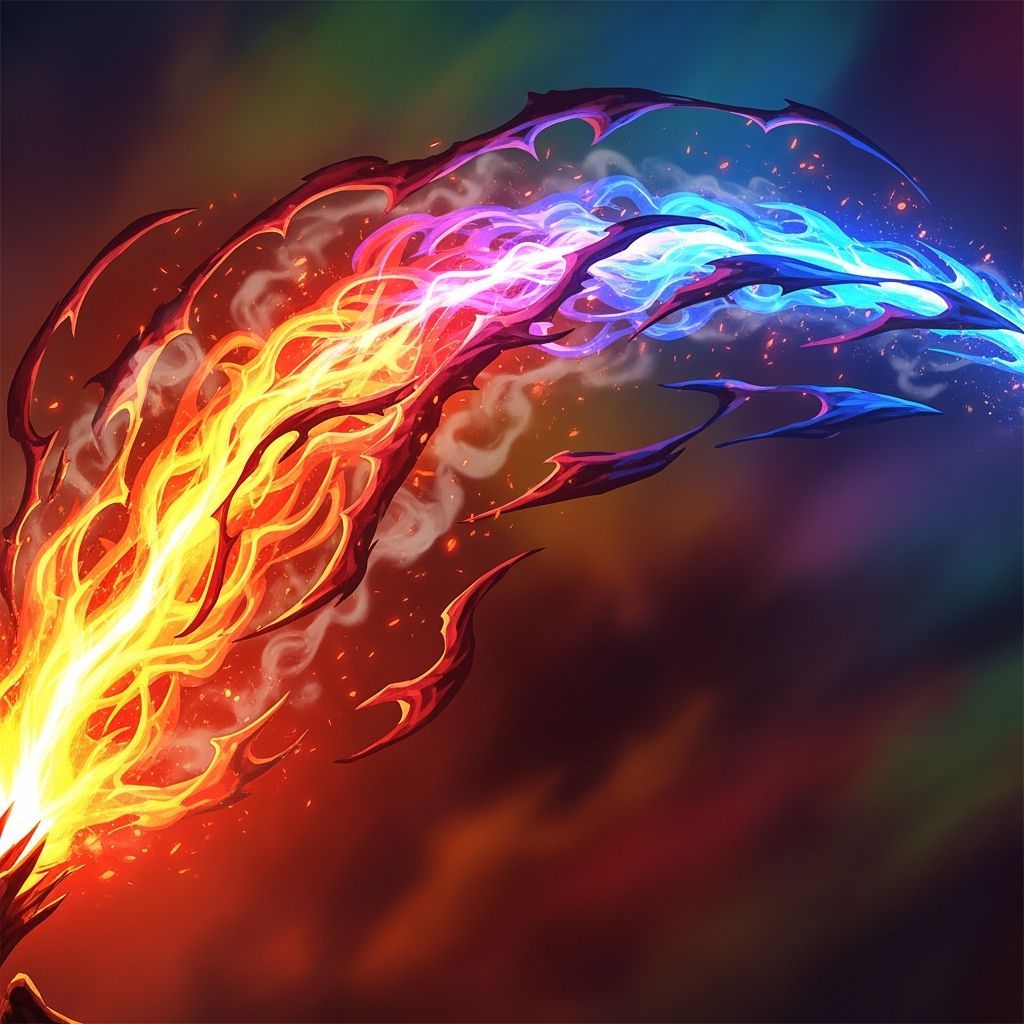 Dynamic Flame Jet in Splash Art Concept Style