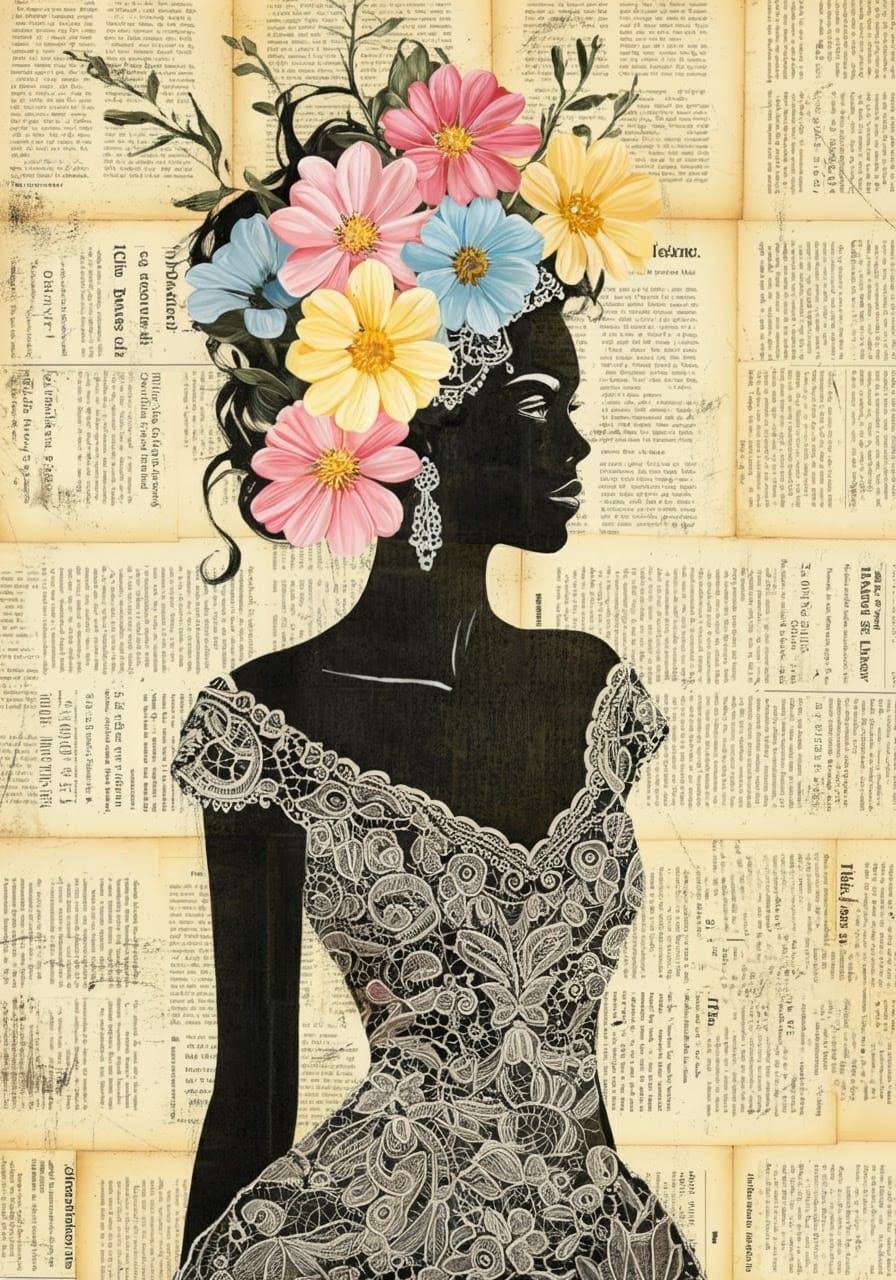 Ethereal Woman in Whimsical Floral Attire