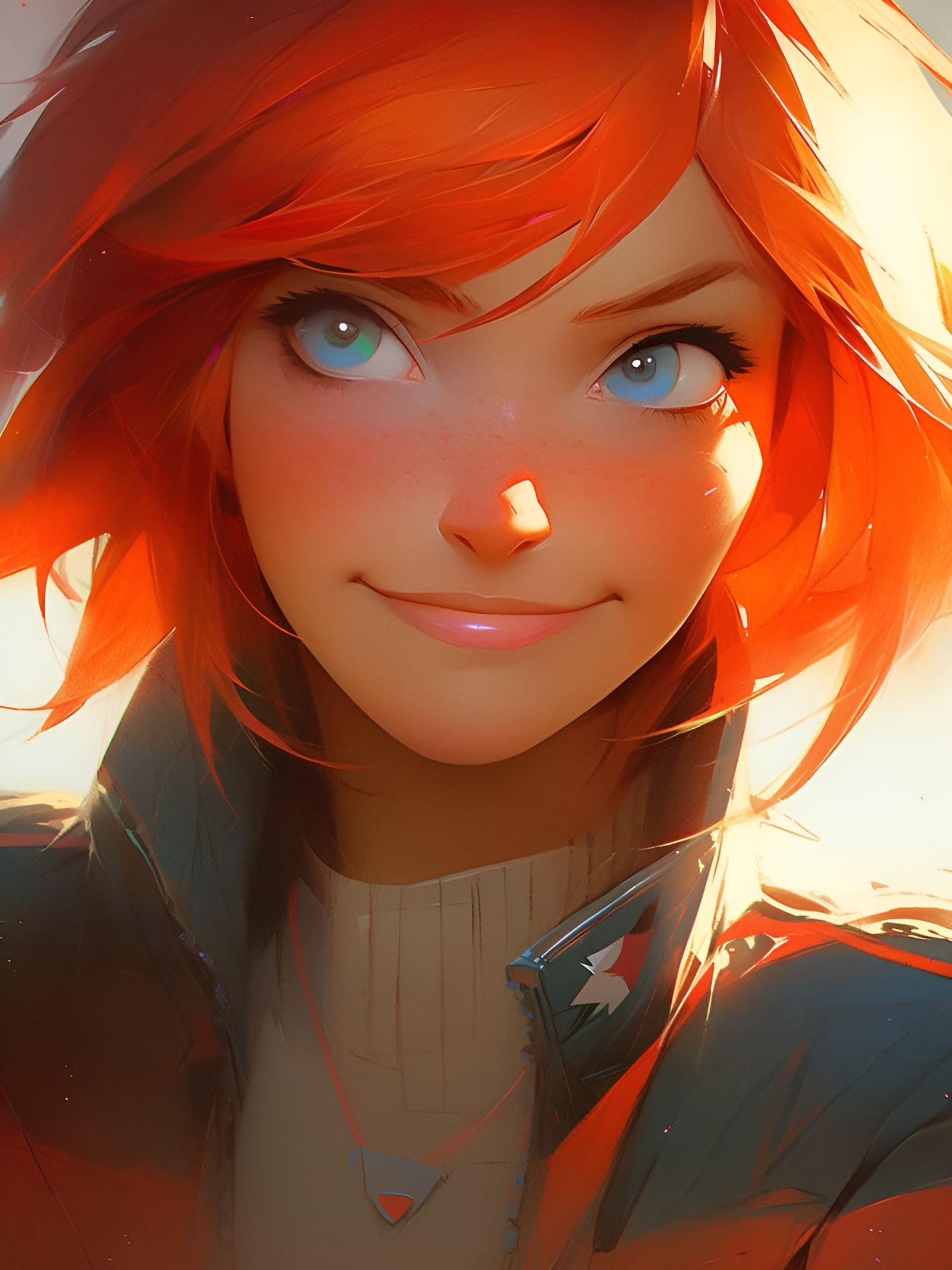 "She Blushed The Same Shade as Her Fire Red Hair" - A Midjourney/Niji Creation