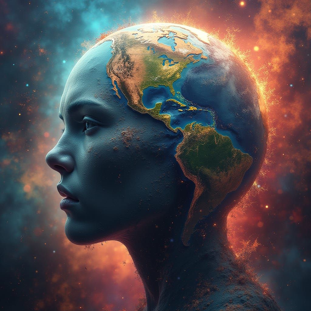 Hyperrealistic Portrait of Earth in Splash Art Style