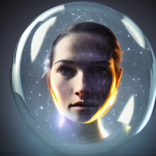 Inter Galactic vacuum tube , by hubble double bubble exposure portrait of a ranger female, by translucent transparent ph...