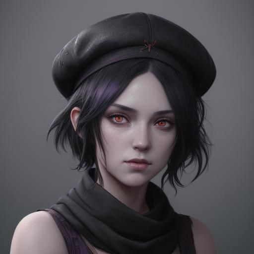 Fantasy Woman with Red Eyes in Digital Art Style