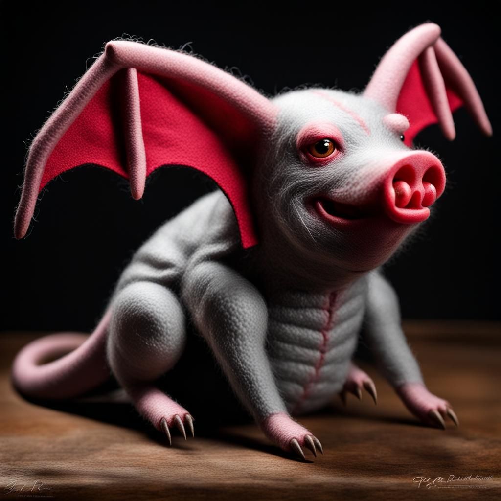 Felt vampire bat pig snake