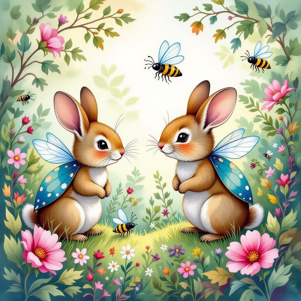 Whimsical Animals in a Fantastical Storybook World