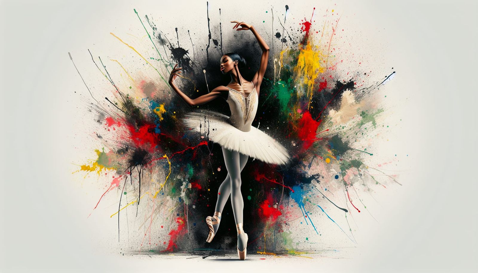 Elegant Ballerina in Abstract Expressionist Painting