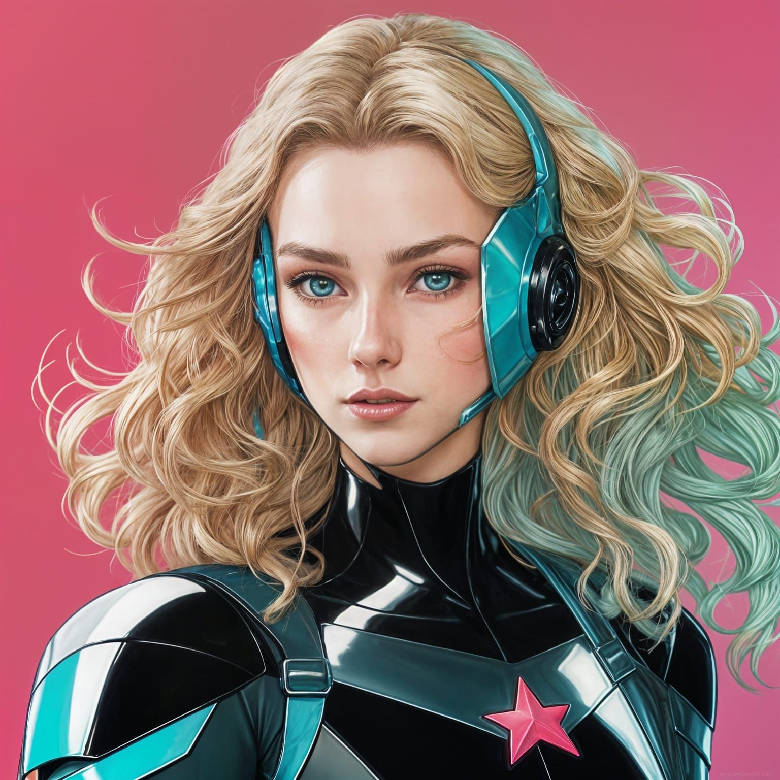 Teen Superheroine Portrait in Art Nouveau Style