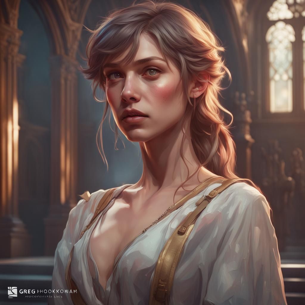 Hyperdetailed Portrait of Girl in Art Nouveau Style