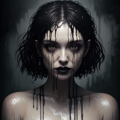 Gothic Female Form in Blurred Oil