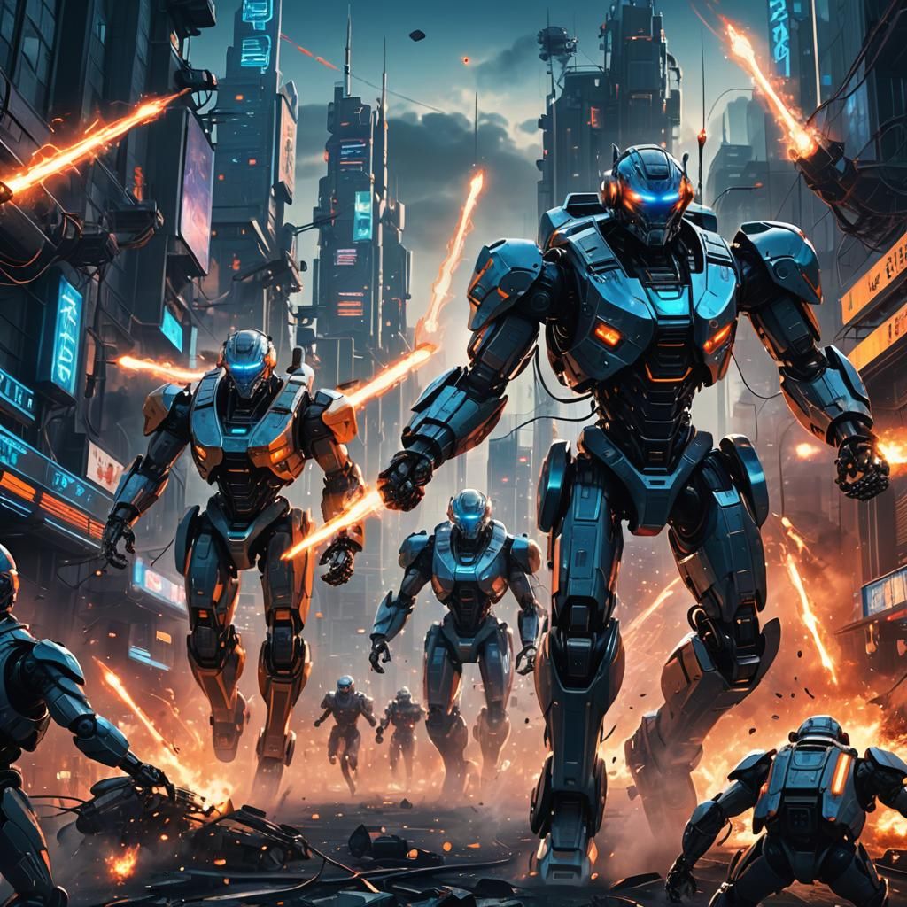 AI Robots Launch Full Attack on Futuristic City