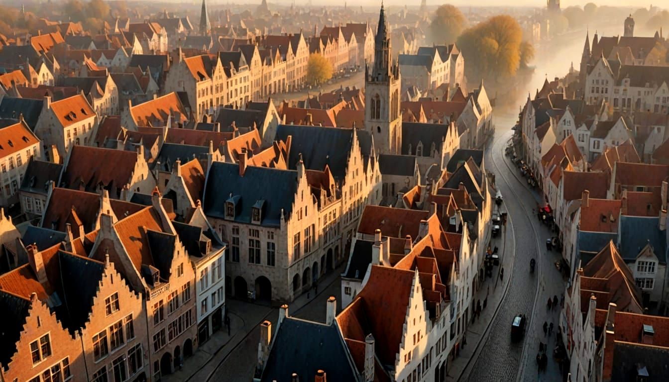 Bruges Old Town in Medieval Architectural Style