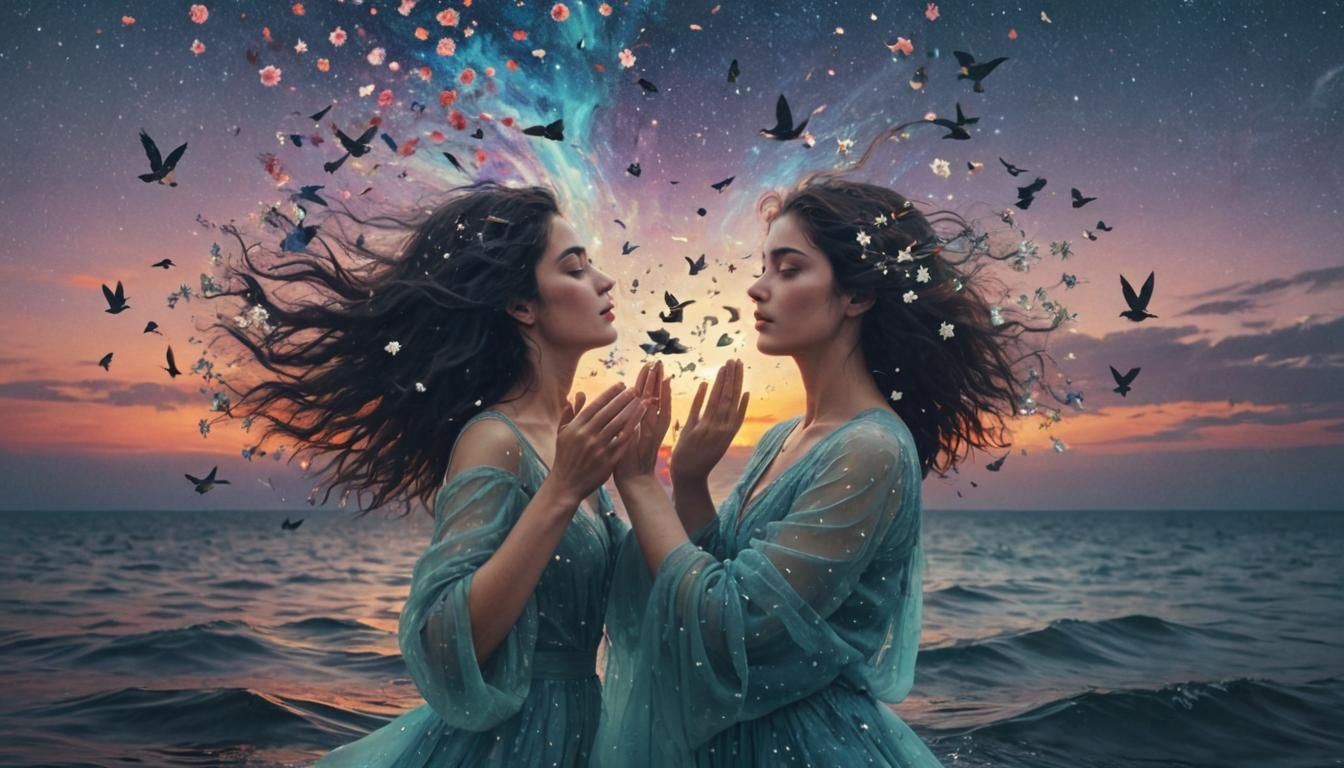 Woman Holds Galaxy in Surreal Digital Art