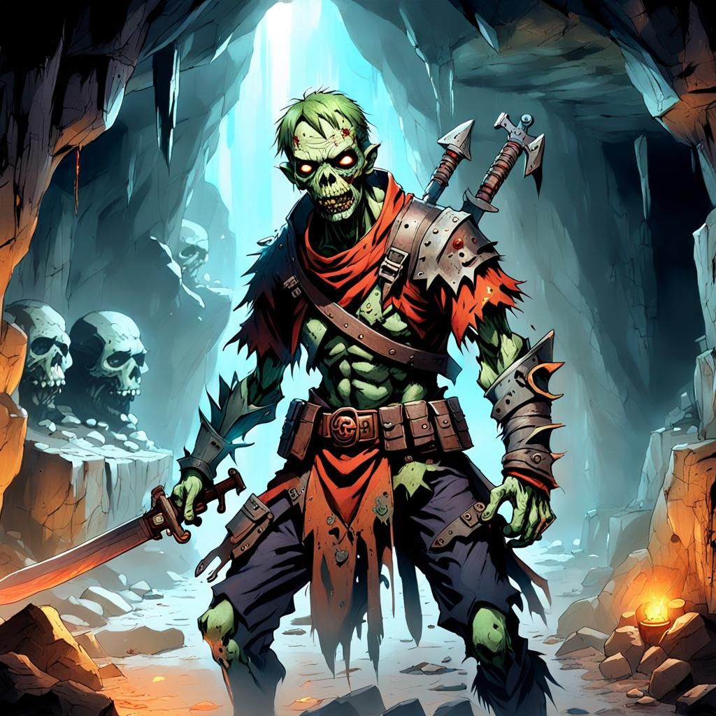 Zombie Warrior Sketch in Anime Style