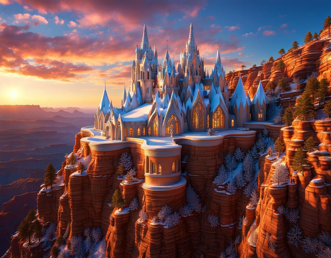 Futuristic Gaudi Castle in Grand Canyon