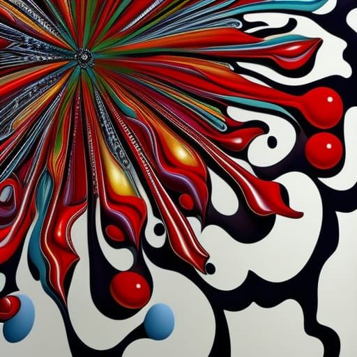 Abstract Glass Art with Jewels and Fractal Elements