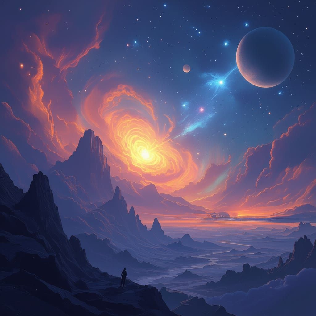 Mysterious Galaxy with Nebulas and Vibrant Stars