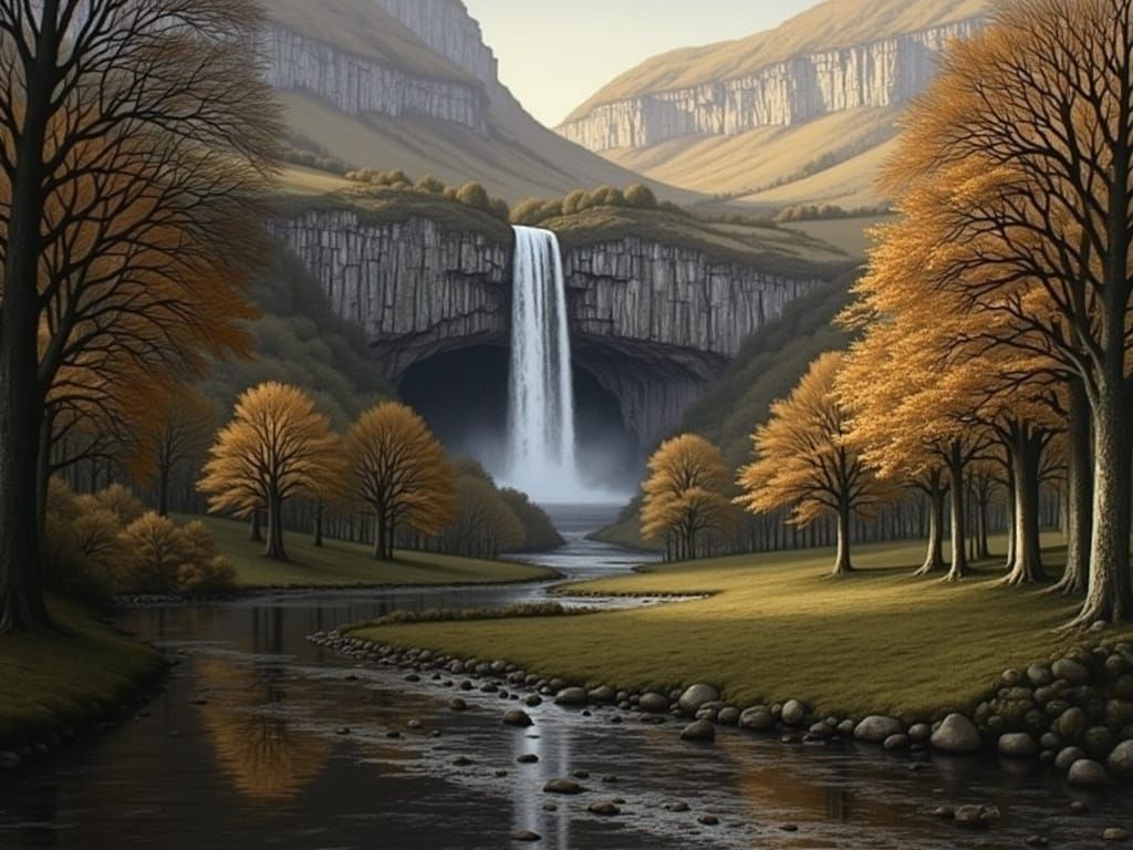 Lauterbrunnen Waterfalls at Sunrise in Intricate Detail