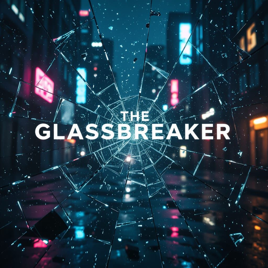 Shattered Glass Cityscape in Cyberpunk Style