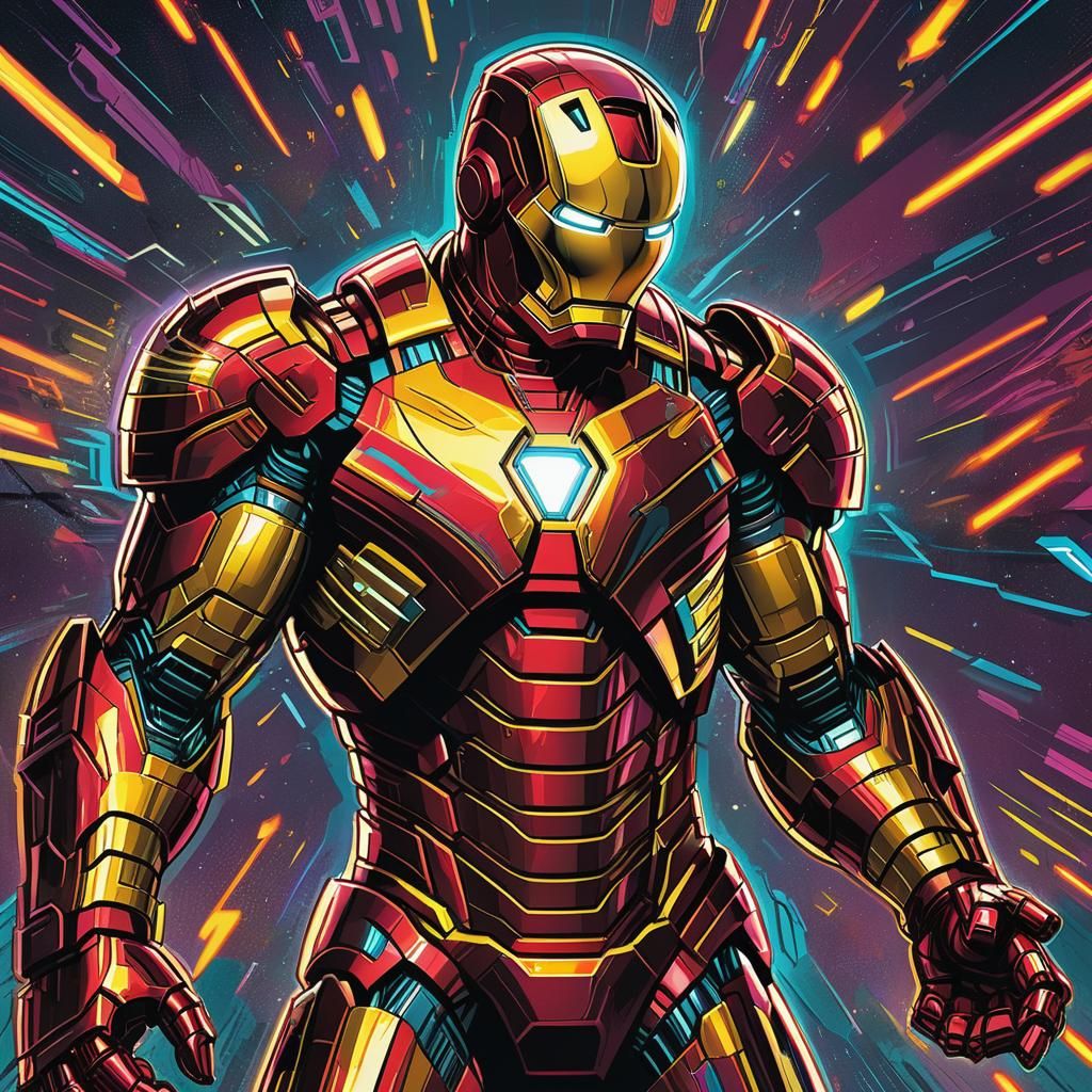 Iron Man: Retro Comic Book Illustration in 8K