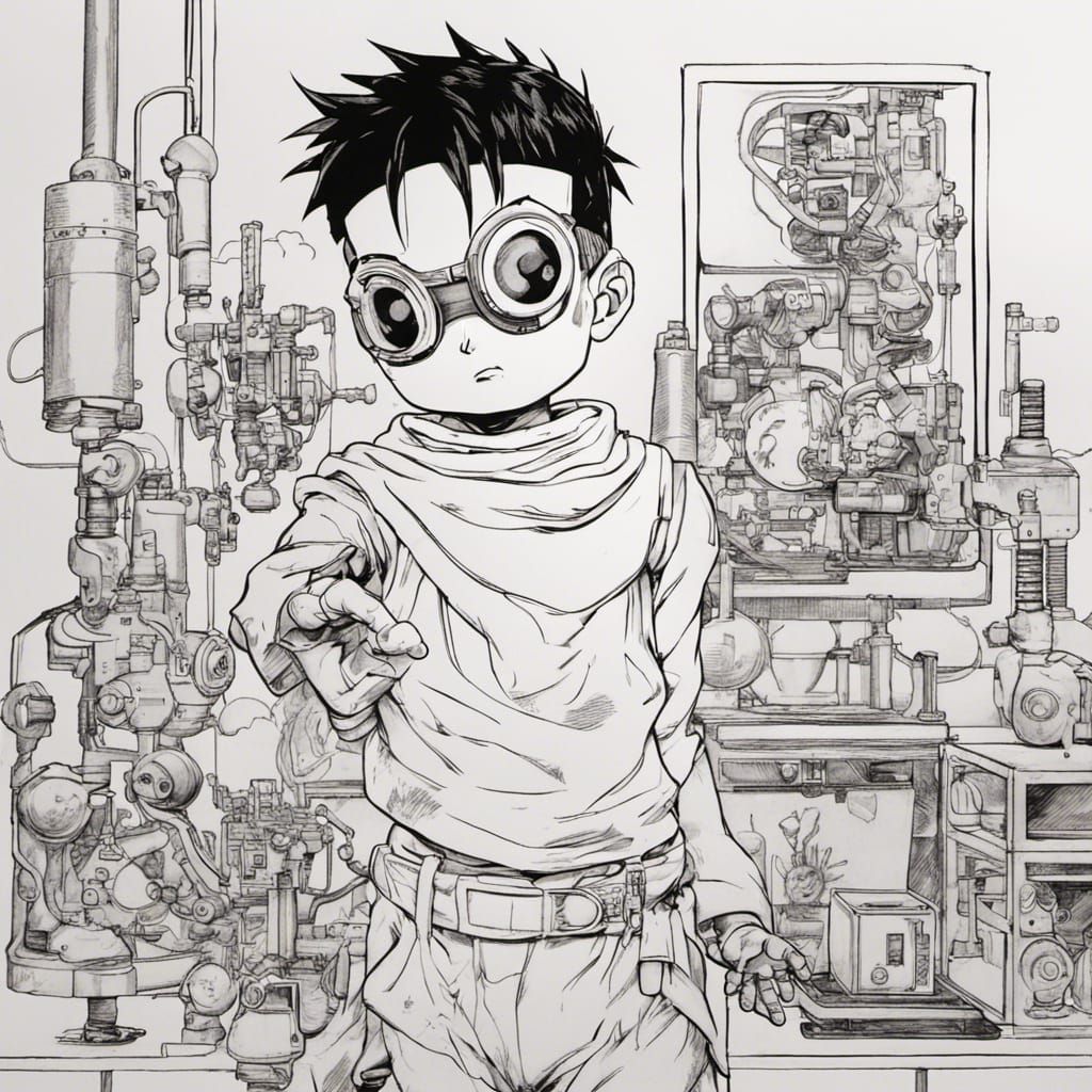 Cybernetic Android Boy in Akira Toriyama Style