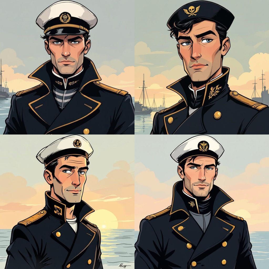 Elegant Sailor in European Comic Style