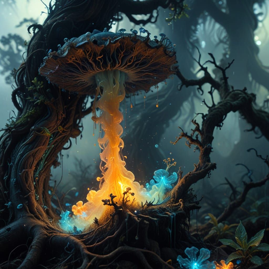 Surreal Ayahuasca Dreamscape as Oil Painting