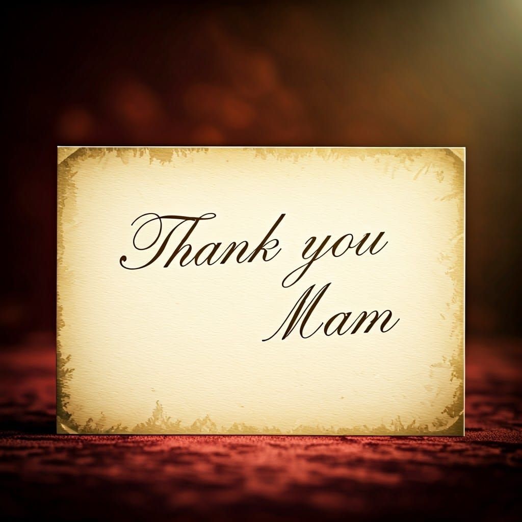 Vintage Thank You Card in Hyperrealistic Style