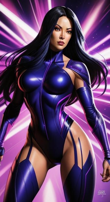 Psylocke Posing with Glowing Psi Effects