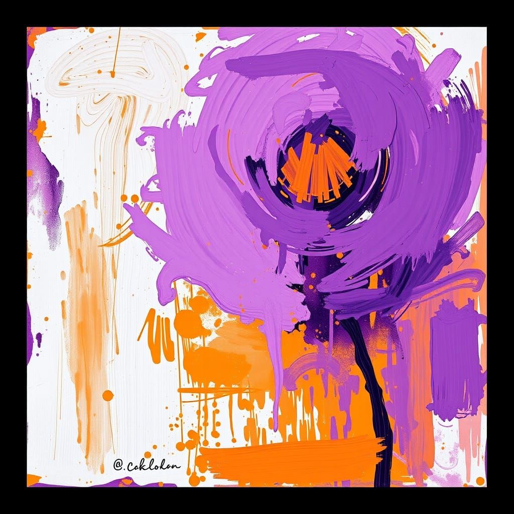 Vibrant Expressionist Landscape in Purple and Orange
