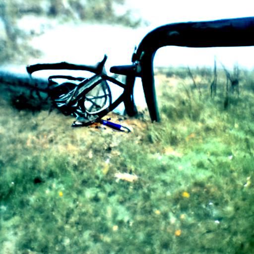 Abandoned Broken Bicycle on Roadside
