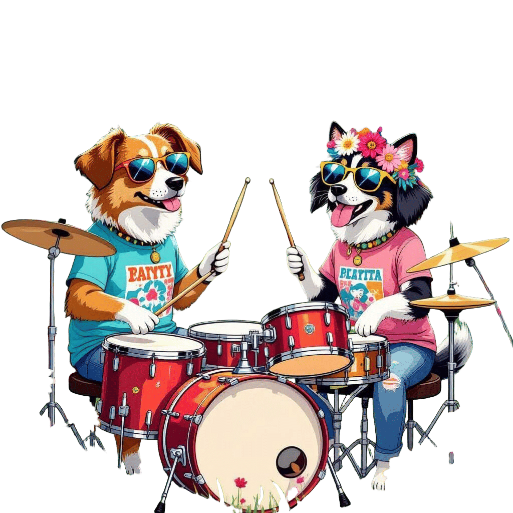 Dogs and Cats Garden Party in Whimsical Style